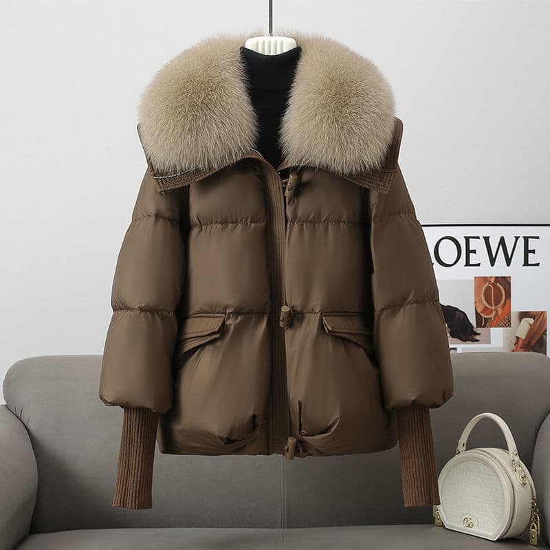 Down Cotton-padded Jacket Short Fur Collar Thickened Coat Winter Clothing