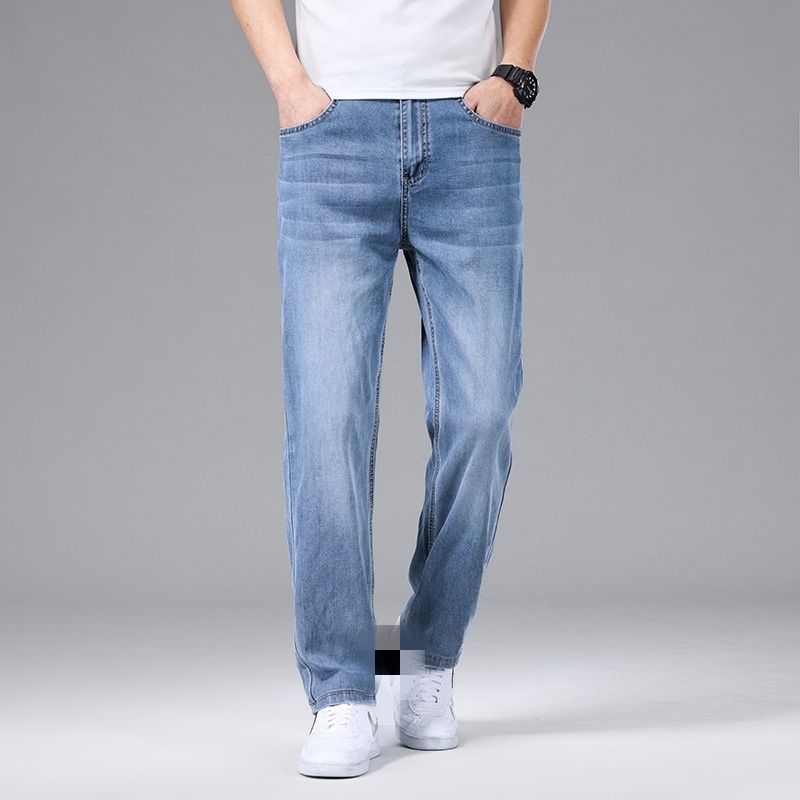 Thin Loose Straight Ice Silk Jeans